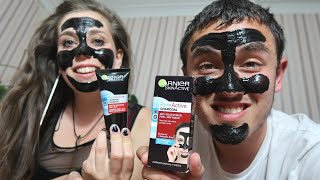 Garnier Skin Active Charcoal Face Mask Anti Blackhead [upl. by Broderic]