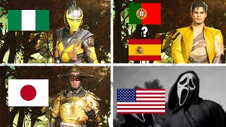 All 53 Characters Nationality In Mortal Kombat 1 khaos Reigns  4K [upl. by Shifrah498]