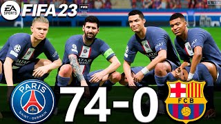 FIFA 23  MESSI RONALDO MBAPPE NEYMAR ALL STARS  PSG 740 FC BARCELONA  UCL FINAL [upl. by Anaizit]