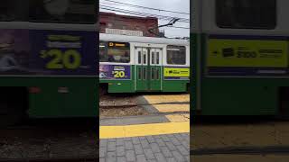 2 Green Line trains at Brookline Village trainspotting tramspotting [upl. by Albie]