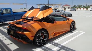 Lamborghini Huracán Evo Spyder w startup roof opening [upl. by Madid]