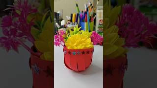 flower pot 🪴 paper craft idea for kidsEasiest paper craft shortfeed kidscraft handmade diy [upl. by Htedirem904]