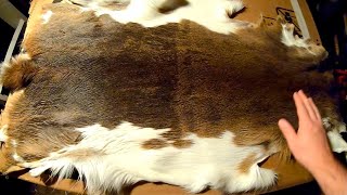 Deer hide final tanning hair on part 2  Making a hide stretcher [upl. by Akeem]