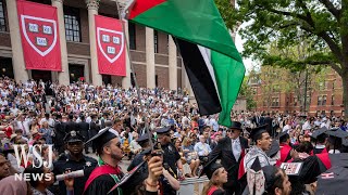 Hundreds of Graduates Walk Out of Harvard Commencement  WSJ News [upl. by Malim460]