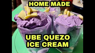 UBE QUEZO ICE CREAM HOME MADE ALL NEW ALASKA CONDENSADA UBE  ECQ COOKING SERYE [upl. by Hanae]