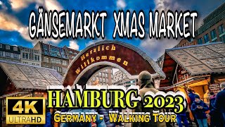 Gänsemarkt Christmas Market  Hamburg Germany 2023  4KUHD  Walking Tour [upl. by Garibull]