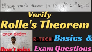 btech mathsM1rolles theorembasicsexam questionbtechmathsbtechmathsverify rolles theorem [upl. by Grefe70]