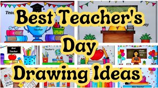 Teachers Day Drawing Ideas  Teachers Day poster drawing  Happy Teachers Day Card Making Ideas [upl. by Allenad]