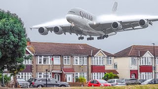 ✈️ 100 BIG PLANE TAKEOFFS and LANDINGS from UP CLOSE  London Heathrow Plane Spotting LHREGLL [upl. by Corney877]