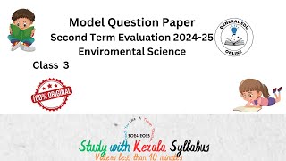 Class 3 EVS Second Term Christmas Exam Model Question Paper 2024  25 GeneralEduOnline [upl. by Brunn]