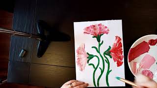 Learn to paint CarnationsEasy Carnations flowerone stroke paintings [upl. by Nosnarb]