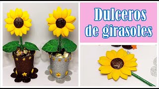 Bellos dulceros de girasoles hechos con vasos desechables y fomix [upl. by Joan]