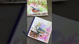 Nuthatch birds painted in watercolor [upl. by Ginnifer]