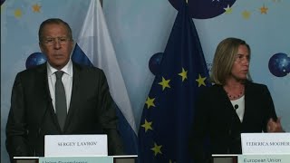 Mogherini on Lavrov quotwe do not share positions on everythingquot [upl. by Nahgeem648]