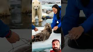 Polar bear climbed onto the boat to asktrending animals youtubeshorts youtube viralvideo [upl. by Ahseer]