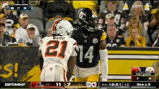 George Pickens vs Denzel Ward amp Martin Emerson 2023 wk 2  WR vs CB Matchup [upl. by Doolittle760]