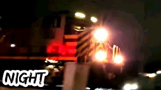 Canadian National Freight Train CLIP in the DARK [upl. by Ocsicnarf899]