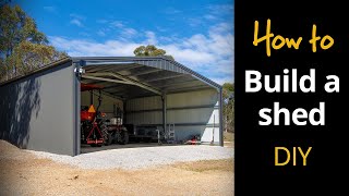 Build a shed kit  DIY open bay shed [upl. by Runkel946]