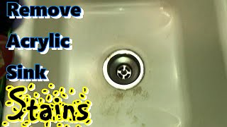 Clean and Remove Stains from an ACRYLIC Kitchen Sink using Plastic Polish [upl. by Atteirneh869]