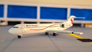 UNBOXING Herpa Wings Fokker 100  Air Niugini  1500 scale [upl. by Serrell503]