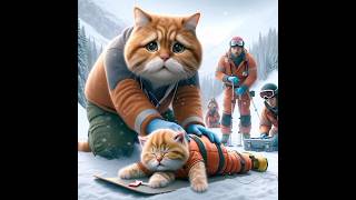 Cat Skiing ⛷️ trending cute viral cat shorts [upl. by Saidel]