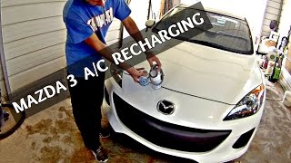 How to recharge the AC on Mazda 3 2010 2011 2012 2013 Recharge Air Conditioner [upl. by Hebbe]