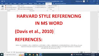 Harvard referencing style in ms word for articles reports and research papers [upl. by Radbourne]