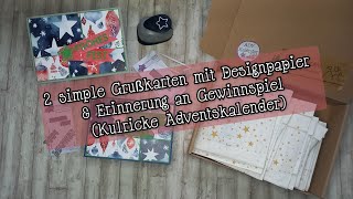 2 simple Karten mit Designpapier inkl Erinnerung Gewinnspiel Kulricke amp Rabattaktion Heindesign [upl. by Ymmij]