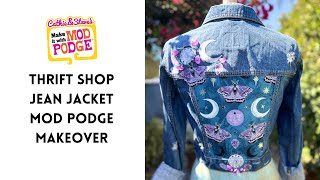 How to Glue Fabric to a Jean Jacket with Mod Podge Jacket [upl. by Eedna]