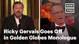 Ricky Gervais Goes Off in 2020 Golden Globes Monologue  NowThis [upl. by Cirdnek]