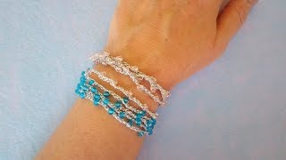 Bracciale con Perle ad Uncinetto Crochet Bracelet Pearl  Brazalete perlas crochet Pulsera crochet [upl. by Aninat]