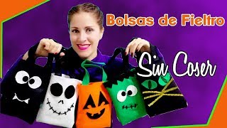 DIY DULCEROS HALLOWEEN FIELTRO SIN COSER  COMO HACER BOLSAS DE DULCES [upl. by Rockey401]