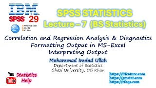 Lecture 7 Correlation and Regression Analysis in SPSS BS Statistics 2125 GU DGK Urdu [upl. by Noirrad]