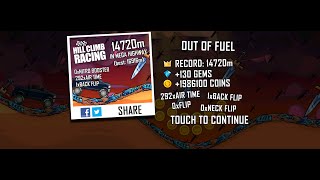 Hill Climb Racing 14720m in Mega Highway on Super Diesel 4x4 no boosters no pets [upl. by Ut317]