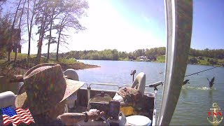 Qwest Pontoon Boat Shallow Water Fishing in 3 to 6 of water [upl. by Newra324]