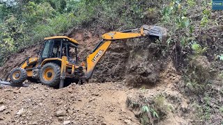 Struggle Cutting Rocky and Gravelly Hillside While Making Mountain Road [upl. by Barty]