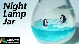 Penguins in a JAR Night Lamp Diorama  Epoxy Resin Art [upl. by Eisseb]