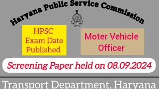 HPSC ClassB jobs Exam Date announced  Transport Department haryana Motor Vehicle officer jobs [upl. by Epolulot889]