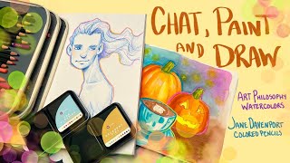 Art Philosophy Watercolors  Jane Davenport Colored Pencils  Autumn Painting and Chat [upl. by Ahsiela]