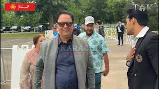 Momin Saqib spotted during Pak vs Ind match met with Babar Azams father  Pak v Ind  T20 WorldCup [upl. by Nonnahs]