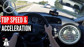 🏁 Mercedes E220 CDI W212 Acceleration amp Top Speed on German Autobahn [upl. by Anaugal]