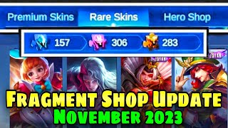 FRAGMENT SHOP NOVEMBER UPDATE🌸  WHICH SKINS amp WHICH HEROES🤔 [upl. by Eceinehs]