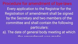 Procedure for the amendment of byelaws of a Cooperative Society [upl. by Nerol]