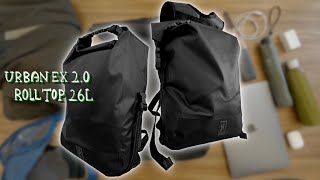 CHROME URBAN EX 20 ROLLTOP 26L  Sleek Waterresistant Daily Carry  Backpackingvol80 [upl. by Yhotmit]