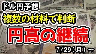 【ドル円】続く円高推移、自律反発があっても上値は重い、日米金融政策・米長期金利・投機筋の動向・ドル円のテクニカルから判断【週間ドル円予想 2024729～】 [upl. by Ziguard948]