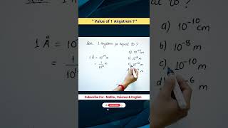 1 Angstrom is equal to  Value of 1 Angstrom  science sciencefacts physics short maths [upl. by Lucienne]