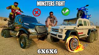 RC Mercedes AMG 6X6 Vs RC Traxxas Truck 6X6 Bike Loading Test  Chatpat toy TV [upl. by Birdie]