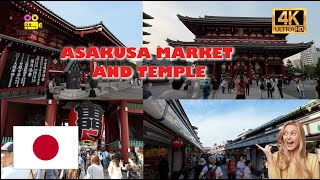 Asakusa Shopping Street  Sensōji Temple  Walking Tour  Tokyo  Japan  4K  ASMR [upl. by Jacobsohn]