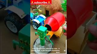 construction vehicles for kids  A cement mixer at the Borewell Foundation Work [upl. by Oicnaneb610]