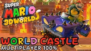 Super Mario 3D World  World Castle multiplayer 100 walkthrough [upl. by Ahsad]